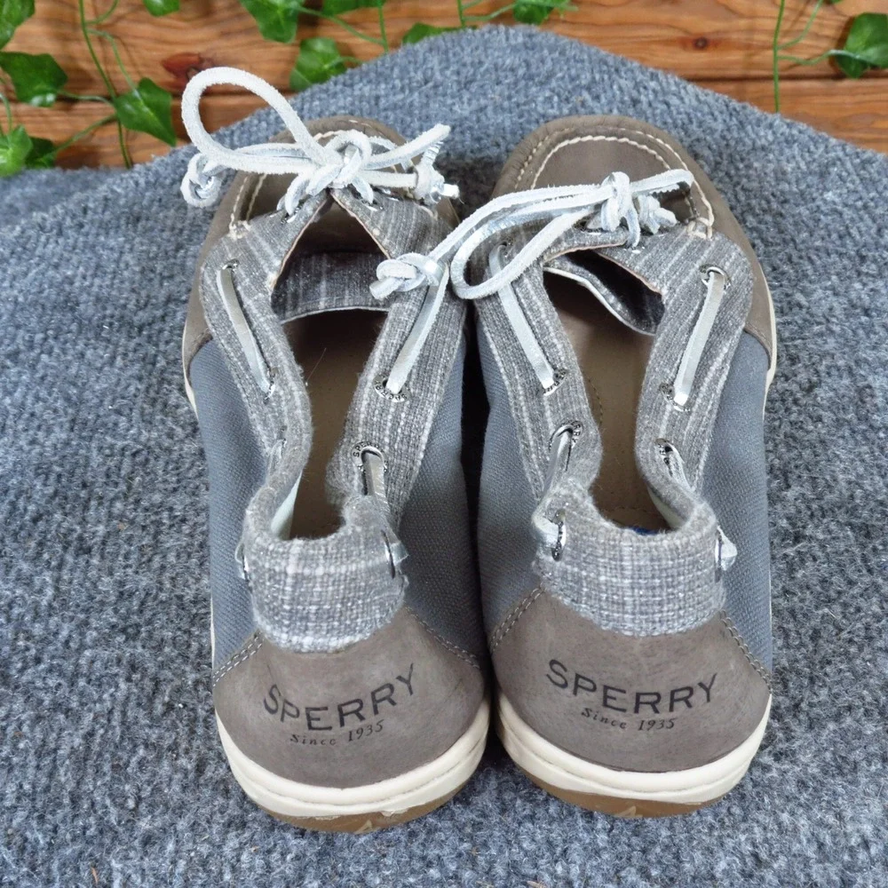 Sperry Songfish Women Casual Boat Shoes Size 6.5‎ Medium Gray Leather Textile